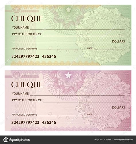 Check Cheque Chequebook Template Guilloche Pattern With Watermark