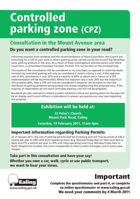 Controlled Parking Zone Cpz Ealing Council