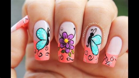 Las uñas de las manos y los pies dicen mucho de nuestra personalidad, por ello vamos a centrarnos en enseñarte cómo pintarse las uñas: Decoracion de uñas mariposas y flores facil - Butterfly and flower nail art - YouTube