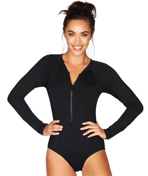 Sea Level Essentials Long Sleeve B Dd Cup One Piece Swimsuit Black
