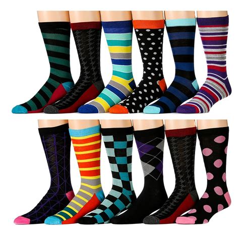 Excell 12 Pairs Of Excell Mens Designer Cotton Colorful Dress Socks