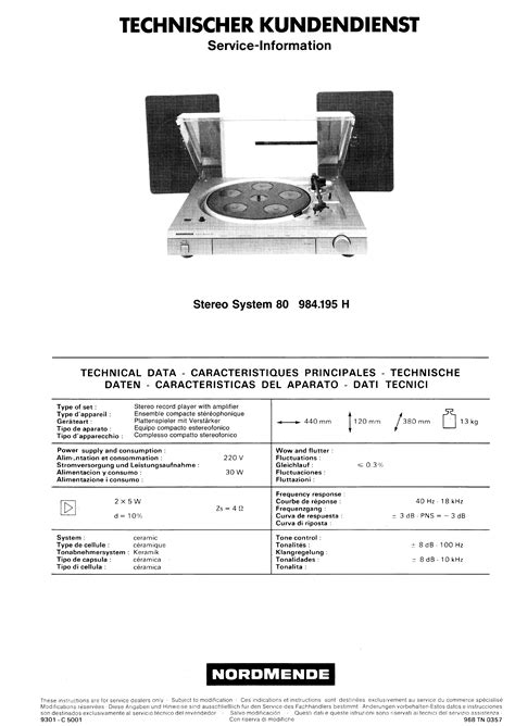 Nordmende Stereo System 80 Sm Service Manual Download Schematics