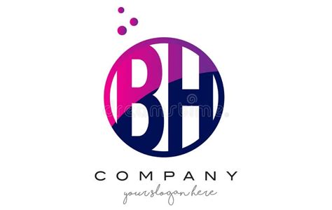 Bh B H Circle Letter Logo Design With Purple Dots Bubbles Stock Vector