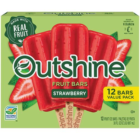 Outshine Strawberry Frozen Fruit Bars 12 Ct Box Gluten