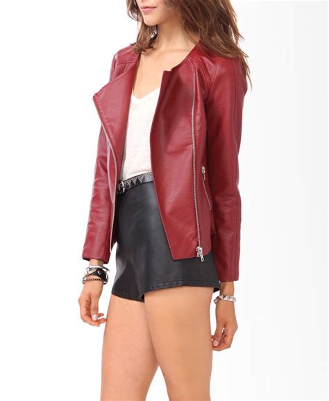 paneled faux leather jacket forever21 2030187031 leather jacket red leather jacket faux