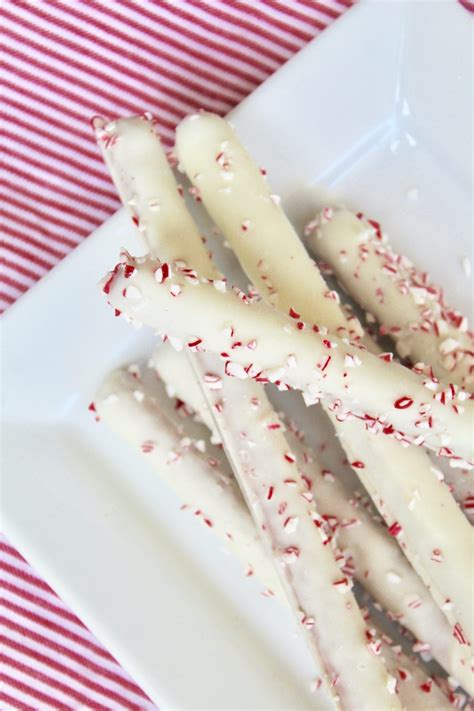 Valentines Day White Chocolate Dipped Peppermint Pretzel Rods Sarah