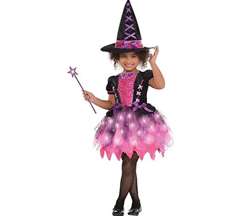 Amscan Girls Light Up Sparkle Witch Costume Includes Dress Hat And