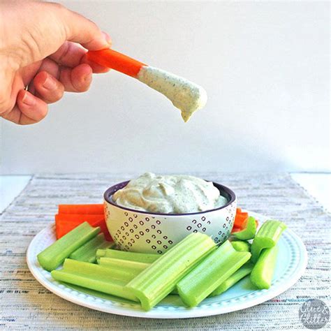 If you want to go the extra mile, swap the dried herbs with double quantity of fresh herbs. Vegan Sour Cream Ranch Party Dip | FaveHealthyRecipes.com