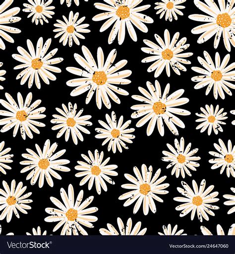 Vintage Daisy Flowers Seamless Pattern Royalty Free Vector