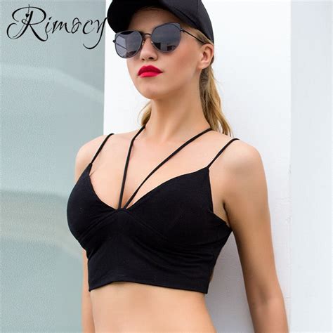 rimocy women sexy spaghetti strap club camis 2018 summer ladies new fashion top solid black