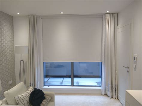 Motorized Blackout Roller Shades With Side And Sill Channels