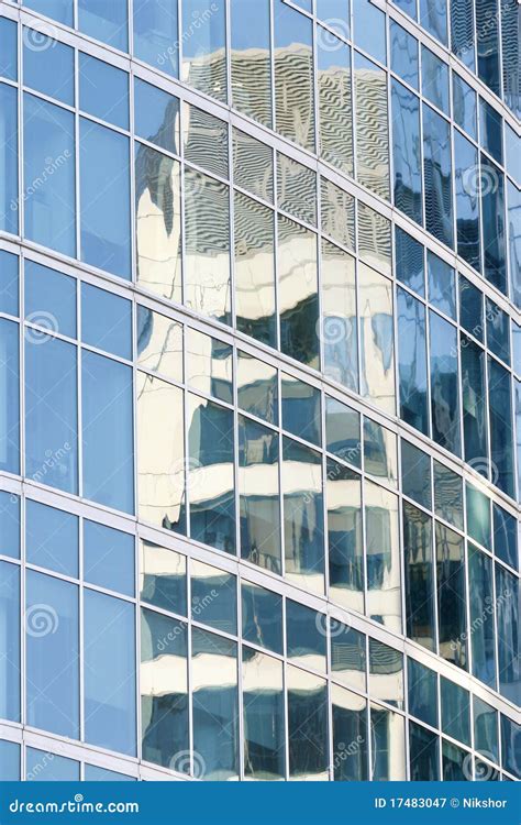 Reflection In Glasses Of A Building Stock Image Image Of District