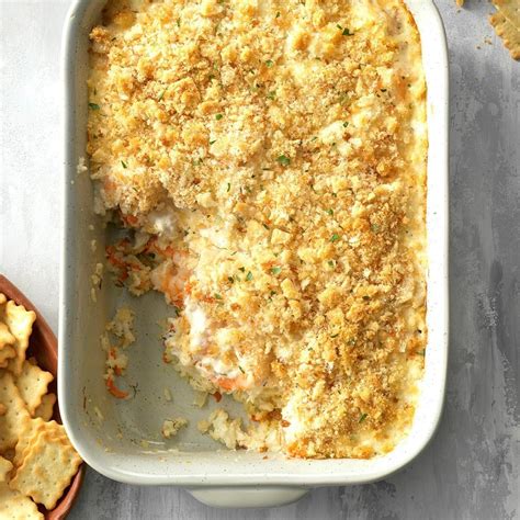 Bake a delicious seafood casserole with this recipe that incorporates crab meat, crawfish and shrimp. Herbed Seafood Casserole Recipe | Taste of Home
