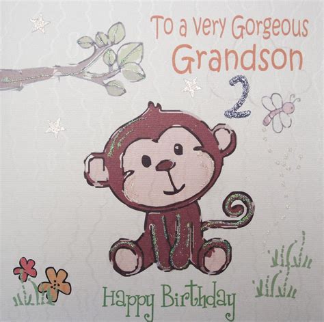 WHITE COTTON CARDS To A Very Gorgeous Grandson Happy Handmade Nd Birthday Card Cheeky