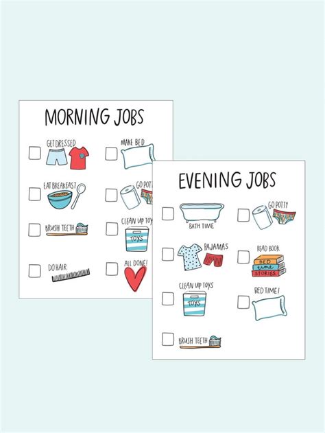 Kids Chore Chart Morning And Evening Daily Chore Routine Etsy Canada