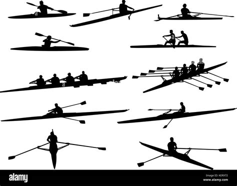 Rowing Silhouettes Vector Stock Vector Image And Art Alamy