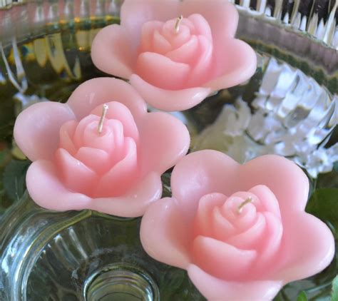 10 Light Pink Floating Rose Wedding Candles For Table Etsy