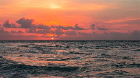 Download Wallpaper 1920x1080 Sea Sunset Surf Waves Sky