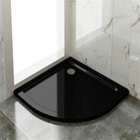 Black Curved Shower Base Tile Over Light Weight Urethane Marble 800900