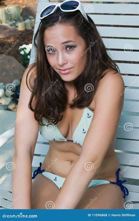 Brunette Stock Photo Image Of Long Cute Adult Chaise