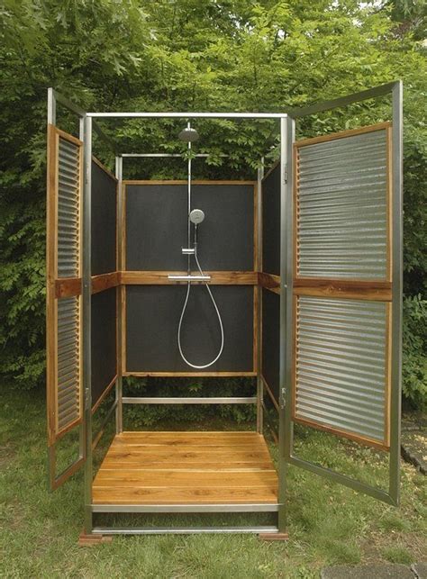 Diy Corrugated Metal Outdoor Shower Enclosure Diy Outdoor Shower