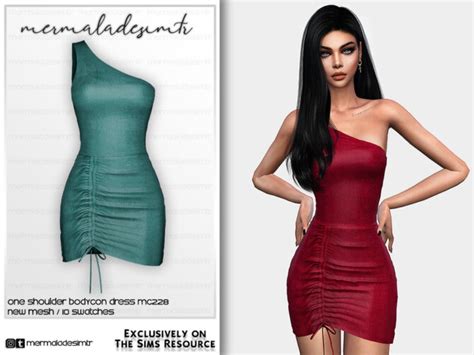 One Shoulder Bodycon Dress Mc228 By Mermaladesimtr At Tsr Sims 4 Updates