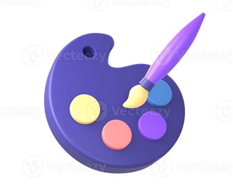 3d Purple Art And Paint Brush Icon For Ui Ux Web Mobile Apps Social