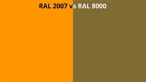 RAL 2007 Vs 8000 RAL Colour Chart UK