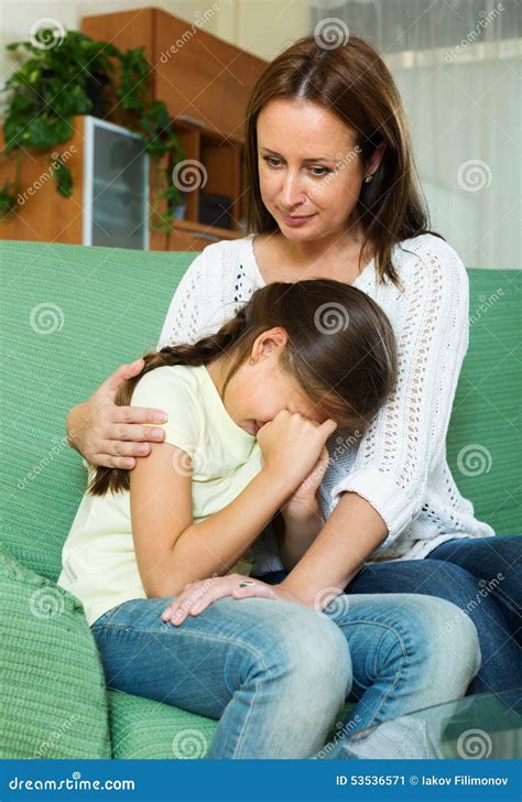 Woman Comforting Sad Crying Daughter Stock Image Image Of Girl Cheer