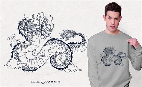 Chinese Dragon Illustration T Shirt Design Vector Download