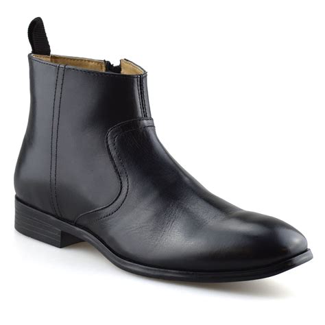Mens New Leather Zip Up Formal Smart Chelsea Dealer Work Ankle Boots
