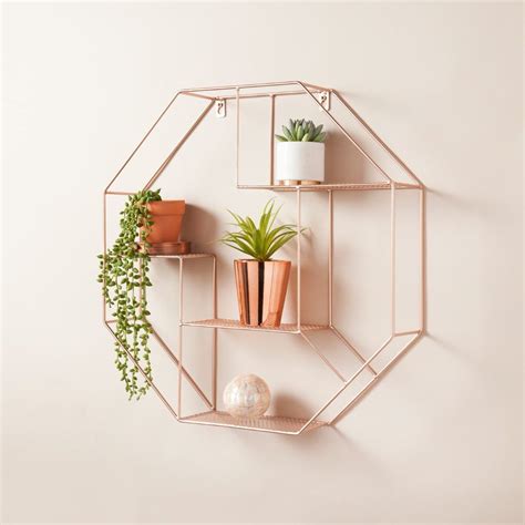 Gold decoration balls for shelf / green vintage bo. Hexagon Shelf - Rose Gold | Gold bedroom decor, Wire wall shelf, Hexagon shelves