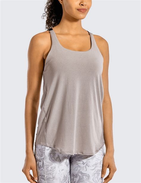 Crz Yoga Womens Workout Tank Tops With Built In Bra Strappy Lightweight Shirts Ebay