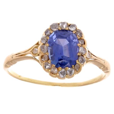 Antique Sapphire Diamond Gold Engagement Ring At 1stdibs