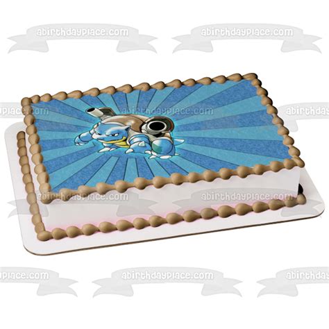 Pokémon Red And Blue Blastoise Blue Background Edible Cake Topper Image