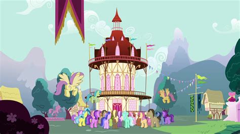 Image Crowd Of Ponies Gathering In Front Of Town Hall S3e05png My