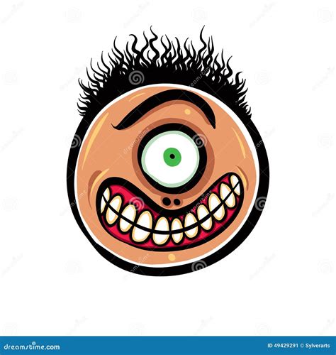 Shocked Cartoon Face With One Eye Vector Illustration Stock Vector