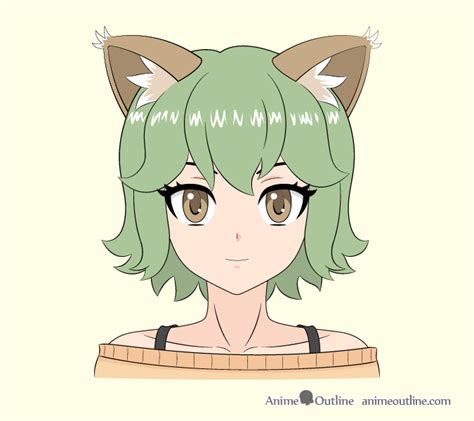 How To Draw Anime Cat Girl Ears Step By Step Anime Outline