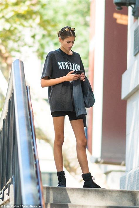 Kaia Gerber Steps Out Wearing Cycling Shorts On 17th Birthday Bike
