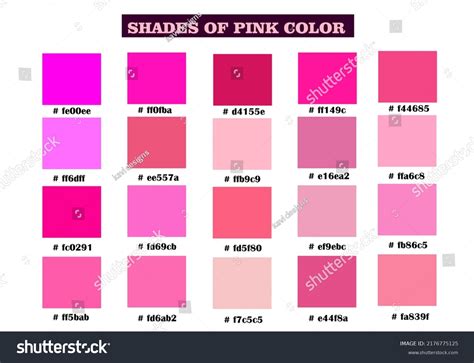 Shades Pink Color Palette Rgb Hex Stock Vector Royalty Free