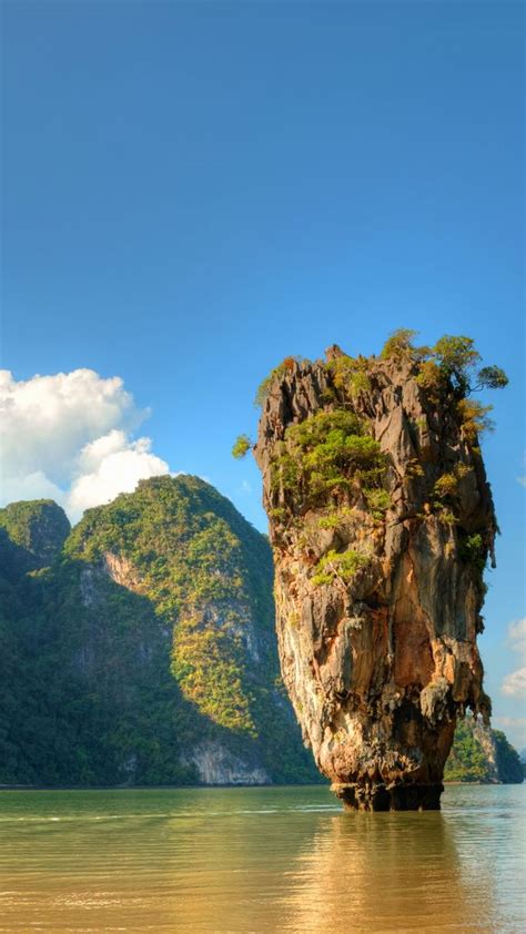 Wallpaper Ko Tapu Thailand Islands Mountains Rocks Ocean 5k