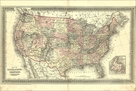 24x36 Poster Map Of The United States Of America 1877