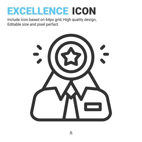 Excellence Icon Vector With Outline Style Isolated On White Background
