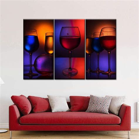 Multicolored Wine Glass Canvas Set Wall Art In 2021 Canvas Set Multi Panel Wall Art Art