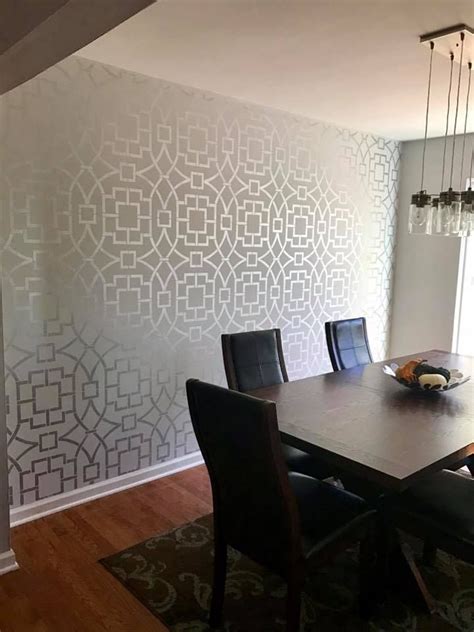Utilizing a plain dining room wall by installing a large metallic accent is another great way for dining room wall décor. 264 best Stenciled & Painted Dining Rooms images on ...
