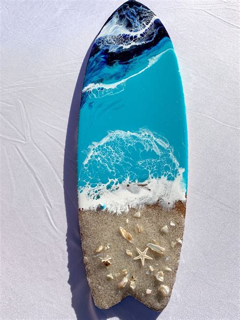 Epoxy Resin Surfboard Wall Art Wave Wood Art Etsy