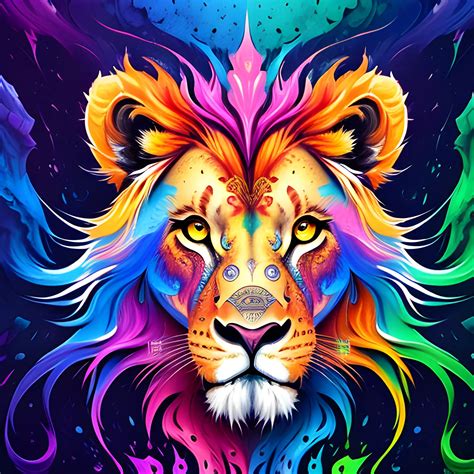 Splash Art A Liquid Cute And Adorable Baby Lion Made Of Colours