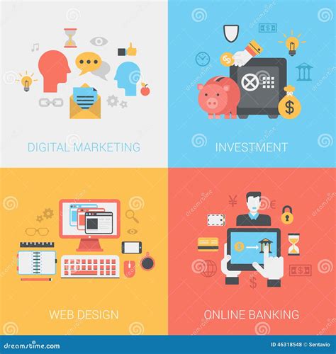 Digital Marketing Investments Web Design Online Banking Concept Stock