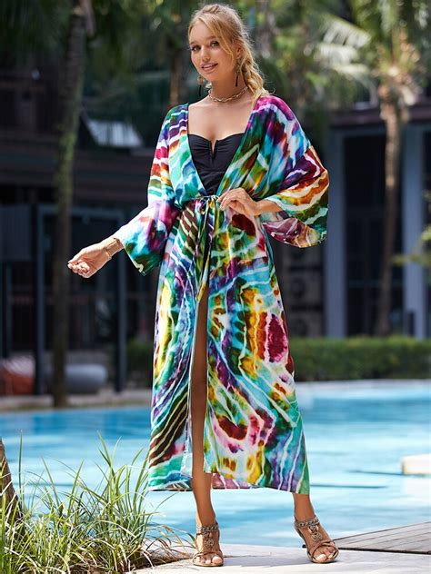 Kimono Cardigans For Women Rayon Bathig Suit Cover Up Tunic For Beach Swimwear Sarong Belt