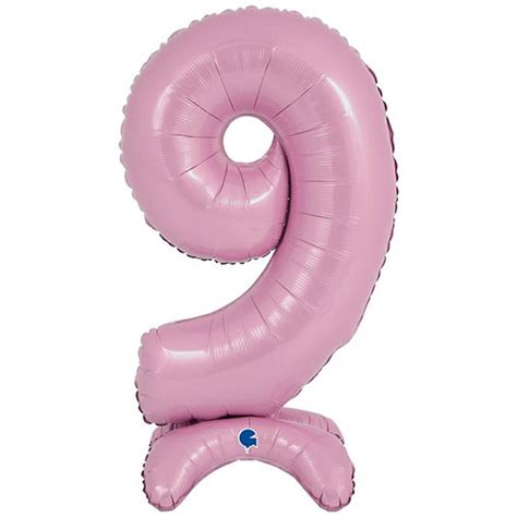 Pastel Pink Number 9 Shaped Air Fill Standing Foil Balloon 64cm 25 In